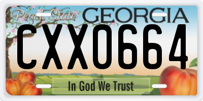 GA license plate CXX0664