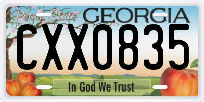 GA license plate CXX0835