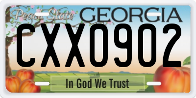 GA license plate CXX0902