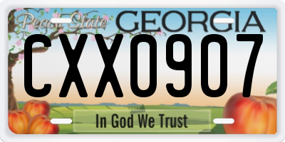 GA license plate CXX0907