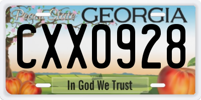 GA license plate CXX0928