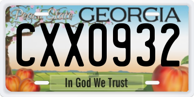 GA license plate CXX0932