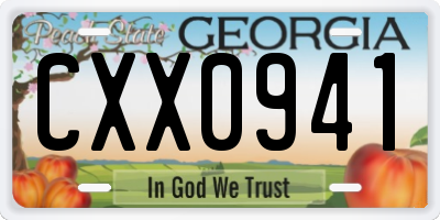 GA license plate CXX0941
