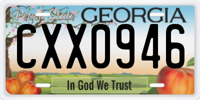 GA license plate CXX0946
