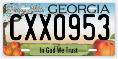 GA license plate CXX0953