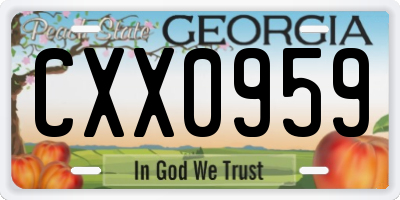 GA license plate CXX0959
