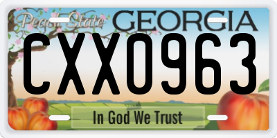 GA license plate CXX0963