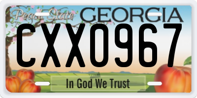 GA license plate CXX0967