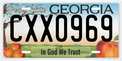 GA license plate CXX0969