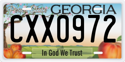 GA license plate CXX0972