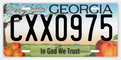 GA license plate CXX0975