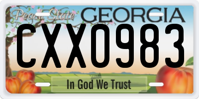 GA license plate CXX0983