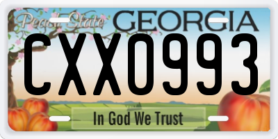 GA license plate CXX0993