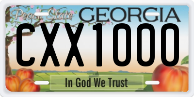 GA license plate CXX1000