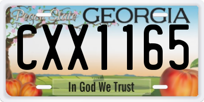 GA license plate CXX1165