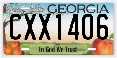 GA license plate CXX1406
