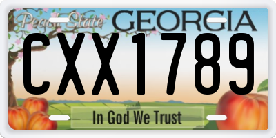 GA license plate CXX1789