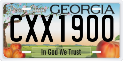 GA license plate CXX1900