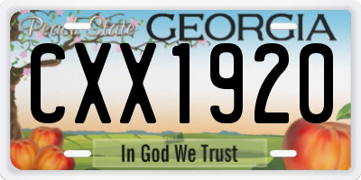 GA license plate CXX1920