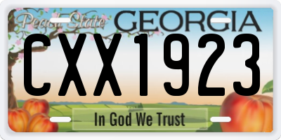 GA license plate CXX1923