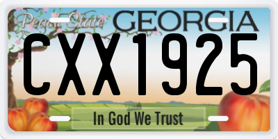 GA license plate CXX1925