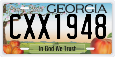 GA license plate CXX1948