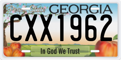GA license plate CXX1962