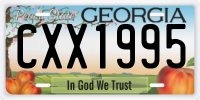 GA license plate CXX1995