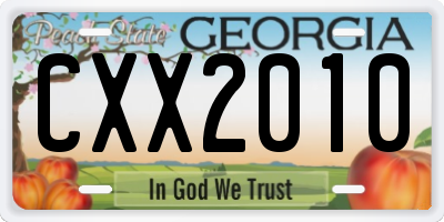 GA license plate CXX2010