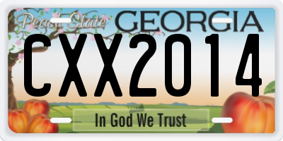 GA license plate CXX2014