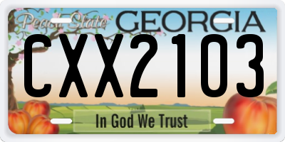 GA license plate CXX2103