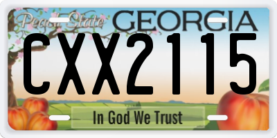 GA license plate CXX2115