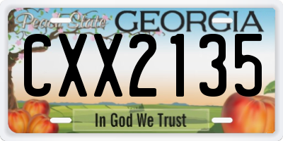 GA license plate CXX2135