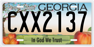 GA license plate CXX2137