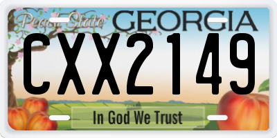 GA license plate CXX2149