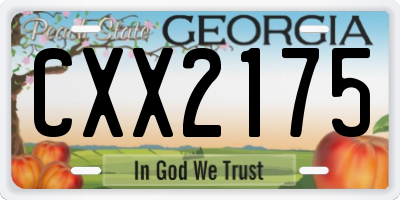 GA license plate CXX2175