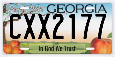 GA license plate CXX2177