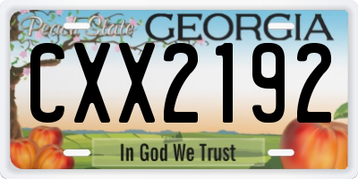 GA license plate CXX2192
