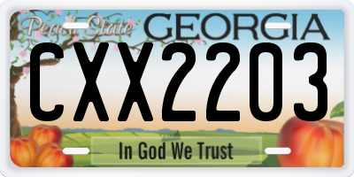 GA license plate CXX2203