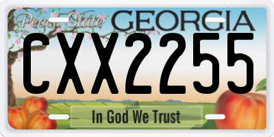 GA license plate CXX2255