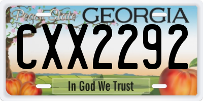 GA license plate CXX2292