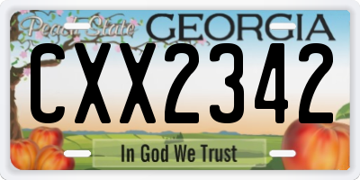 GA license plate CXX2342