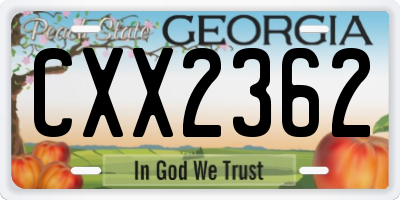 GA license plate CXX2362