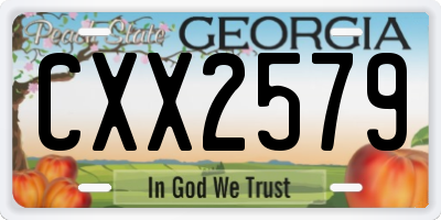 GA license plate CXX2579