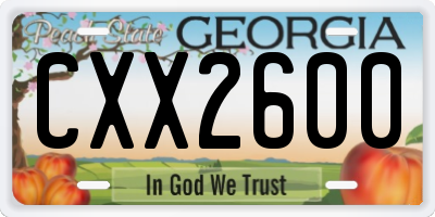 GA license plate CXX2600