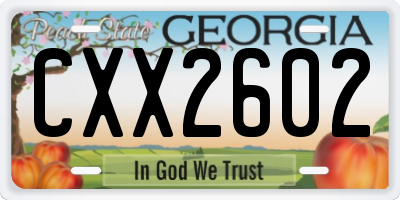 GA license plate CXX2602