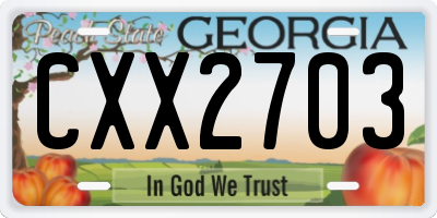 GA license plate CXX2703