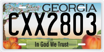 GA license plate CXX2803