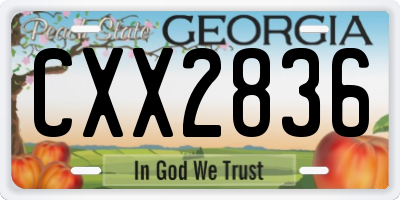 GA license plate CXX2836