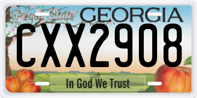 GA license plate CXX2908